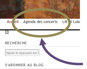 Agenda des concerts