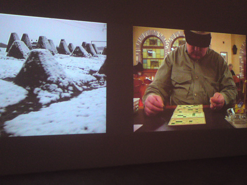 Exposition Adieu la Suisse, Montpellier, 8 décembre 2012.Erich Busslinger -- Inland-Archiv, installation vidéo