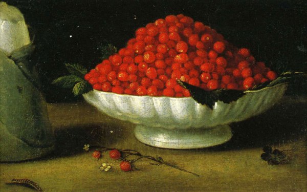 École française XVIIème. Fraises dans un saladier. Musée des beaux-arts de Quimper (Finistère)