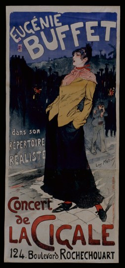 Lucien Métivet (1863-1932). Eugénie Buffet dans son répertoire réaliste : concert de La Cigale... Affiche/ Sans date. Source : Médiathèque de Chaumont (Haute-Marne, France)