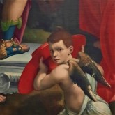 Luca Cattapane (actif de 1585 à 1597). Crocifissione con i santi Fermo, Girolamo e Gregorio magno (1593), détail. Duomo di Cremona (Lombardia, Italia) = Cathédrale de Crémone (Lombardie, Italie)